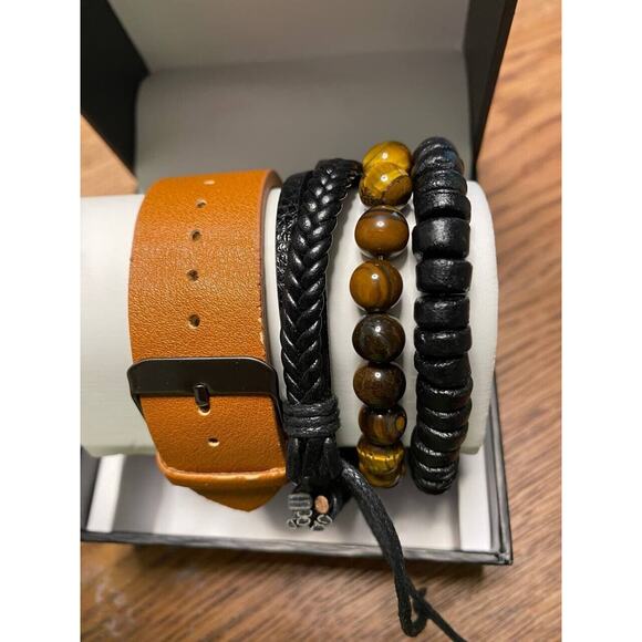 INC International Concepts Mens Brown Strap Watch 49mm G Brown + Bracelets - Picture 3 of 3